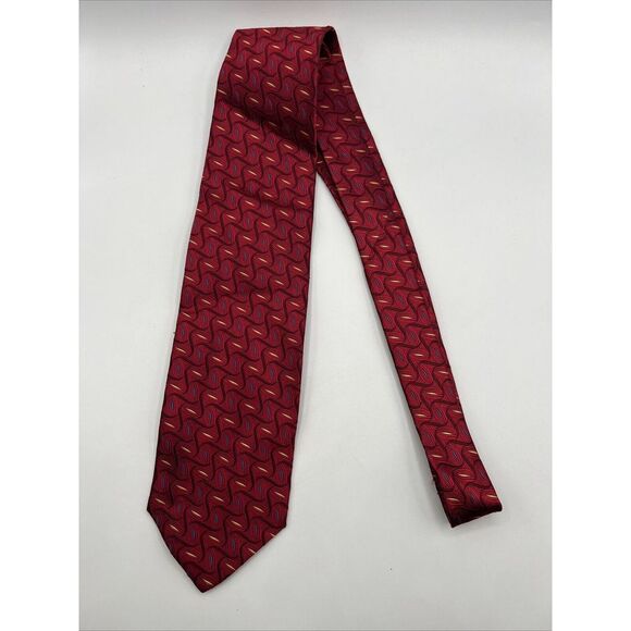 JOS. A. BANK Reserve Men's Silk Necktie‎ ITALY Designer Geometric Red Multicolor - Picture 4 of 9